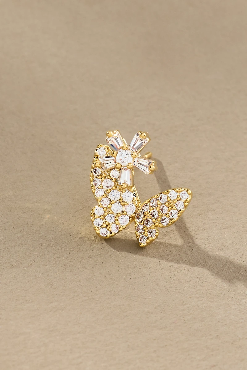 Pavé Butterfly Post Earrings