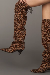 Reike Nen Thigh-High Slouchy Leopard-Print Boots