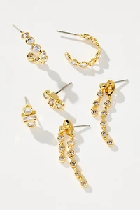 Crystal Post Earrings, Set of 3