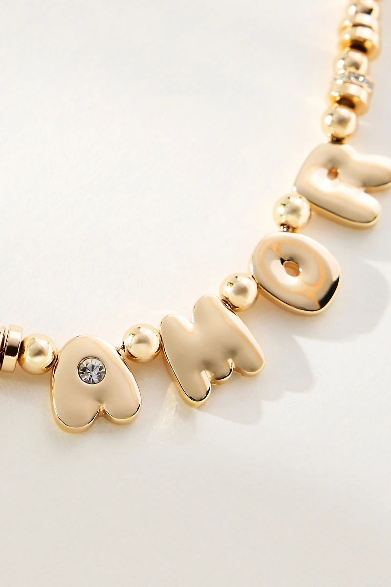 By Anthropologie Beaded Bubble-Letter Necklace