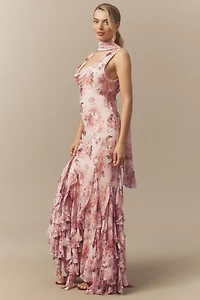 BHLDN Lauren Mermaid Ruffle Chiffon Maxi Dress