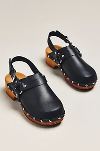 Studded Slingback Moto Clogs