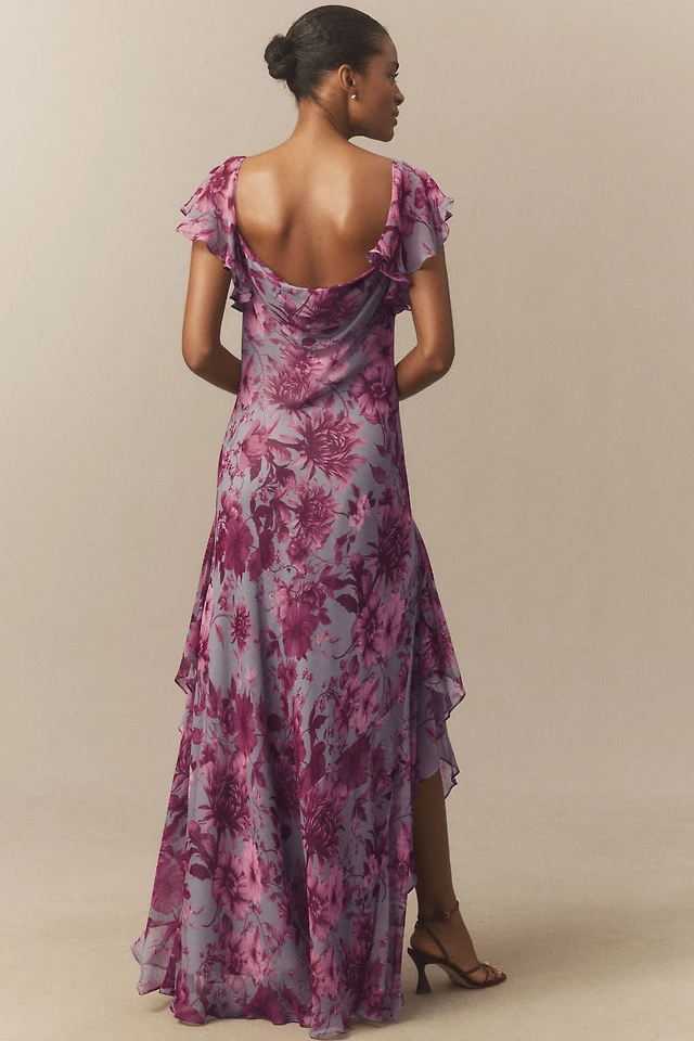 BHLDN Asha Flutter-Sleeve V-Neck Chiffon Maxi Dress | Hawthorn Mall BHLDN Asha Flutter-Sleeve V-Neck Chiffon Maxi Dress | Hawthorn Mall