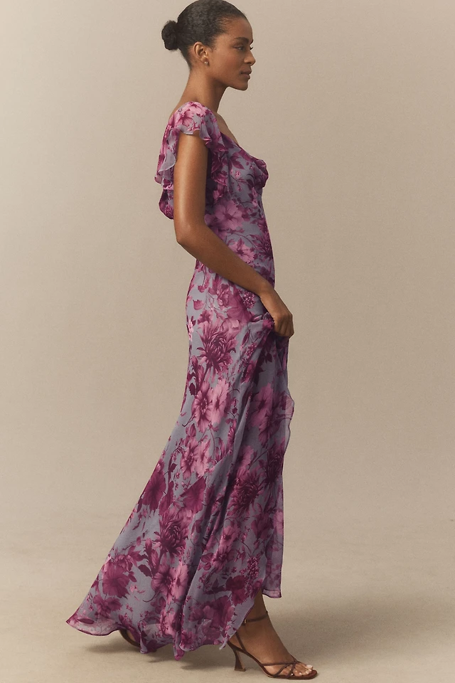 BHLDN Asha Flutter-Sleeve V-Neck Chiffon Maxi Dress | Hawthorn Mall BHLDN Asha Flutter-Sleeve V-Neck Chiffon Maxi Dress | Hawthorn Mall