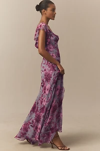BHLDN Ruffle Chiffon Maxi Dress