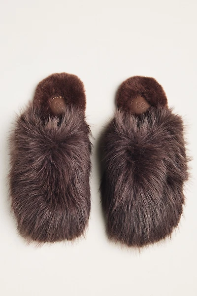 Maeve Fuzzy Faux-Fur Slippers