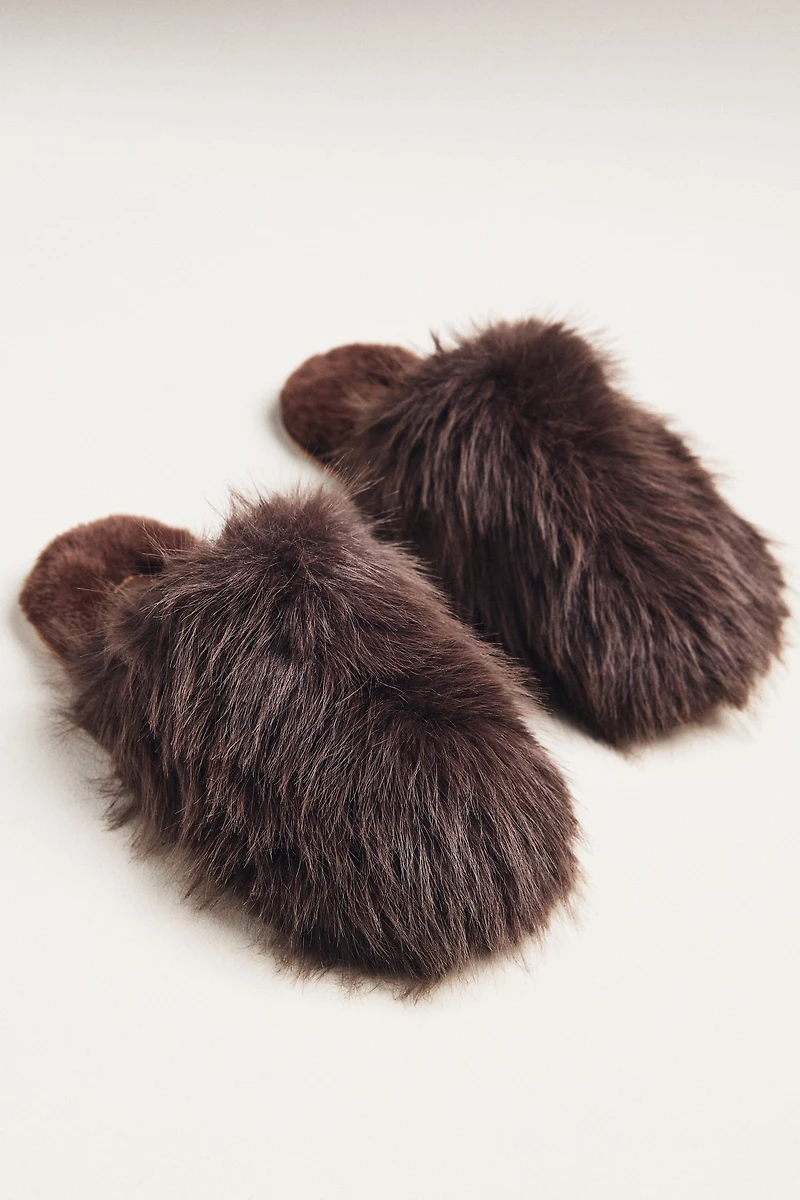 Maeve Fuzzy Faux-Fur Slippers