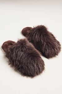 Maeve Fuzzy Faux-Fur Slippers