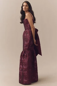 V. Chapman Cherie Off-Shoulder Corset Brocade Maxi Dress