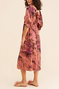 Puff-Sleeved Midi Dress