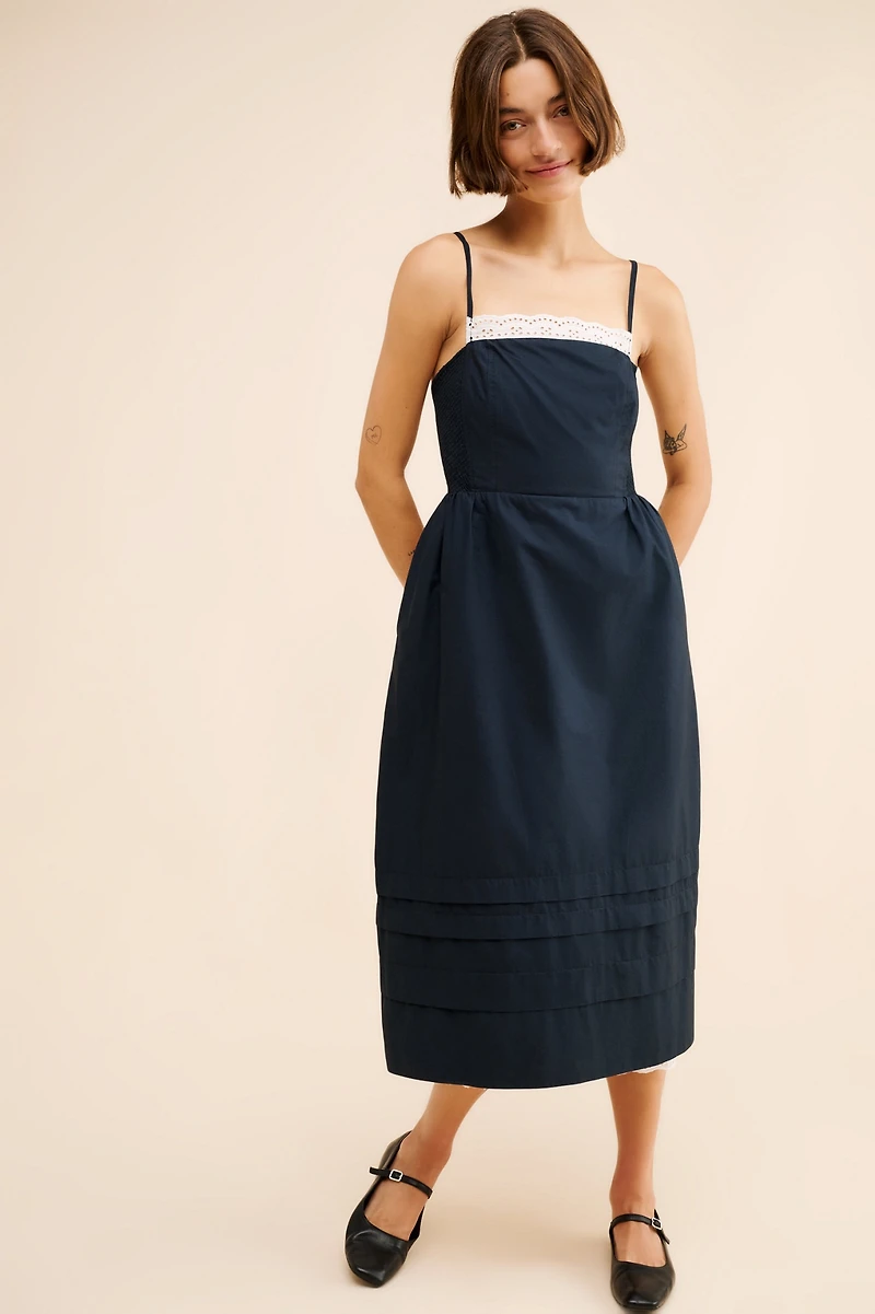 Sleeveless Poplin Midi Dress