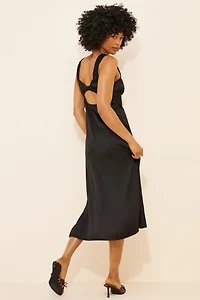 Ruched Midi Slip Dress