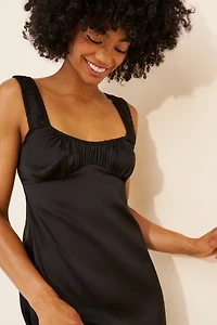 Ruched Midi Slip Dress