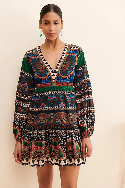 FARM Rio V-Neck Printed Tunic Dress