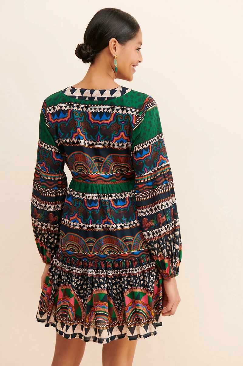 FARM Rio V-Neck Printed Tunic Dress
