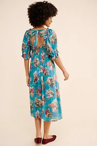 Floral Square Neck Midi Dress