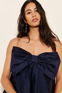 BHLDN Livia Strapless Bow Tent Mini Dress