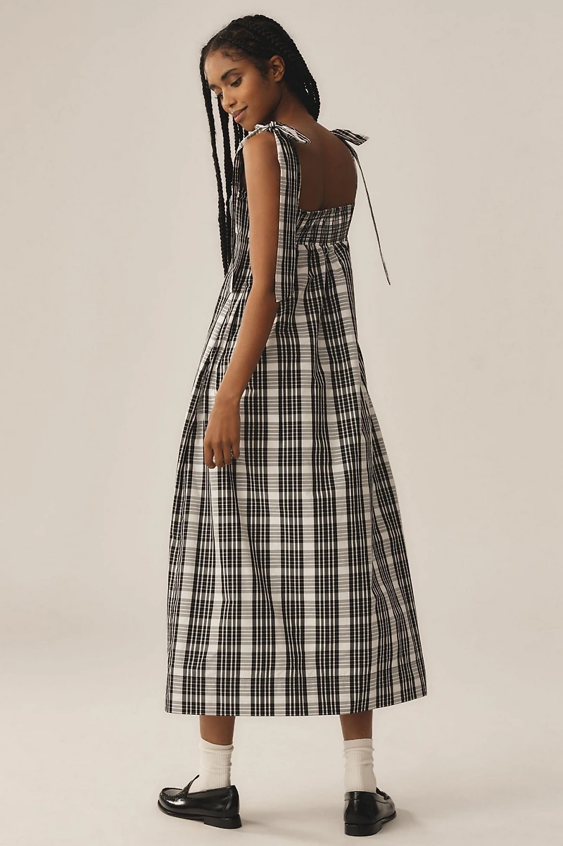 Maeve Square-Neck Tie-Strap Midi Dress