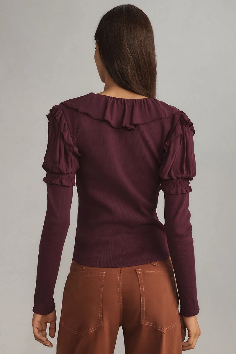 Long-Sleeve Ruffle Top