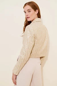 Line + Dot Pearl Crop Sequin Jacket