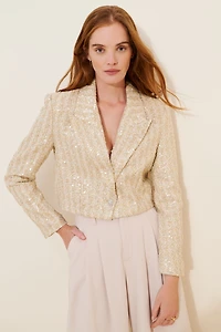 Line + Dot Pearl Crop Sequin Jacket