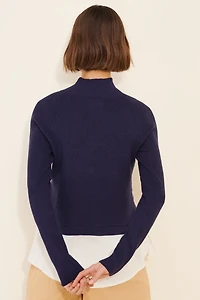 Maeve Half-Zip Twofer Mock-Neck Sweater