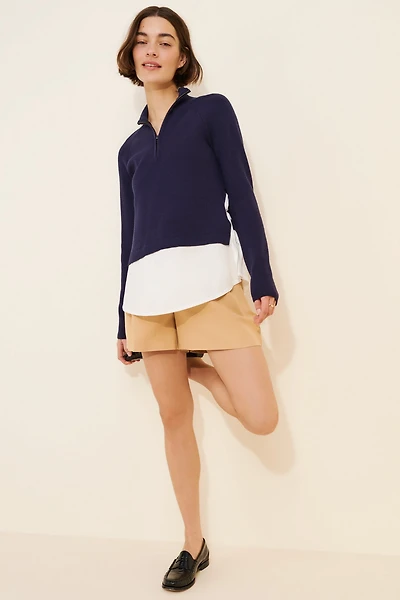 Maeve Half-Zip Twofer Mock-Neck Sweater
