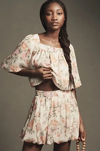 Floral Bubble Mini Skirt