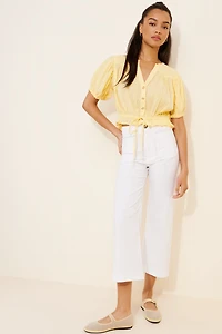 Maeve The Colette Cropped Wide-Leg Pants: Embroidered Edition