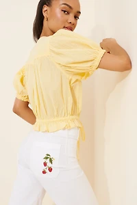 Maeve The Colette Cropped Wide-Leg Pants: Embroidered Edition