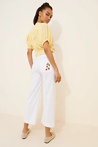 Maeve The Colette Cropped Wide-Leg Pants: Embroidered Edition