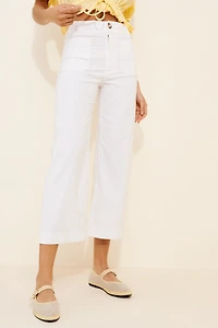 Maeve The Colette Cropped Wide-Leg Pants: Embroidered Edition