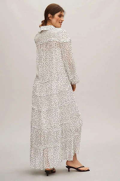 Long-Sleeve Smocked Tiered Maxi Dress
