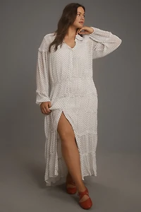 Long-Sleeve Smocked Tiered Maxi Dress