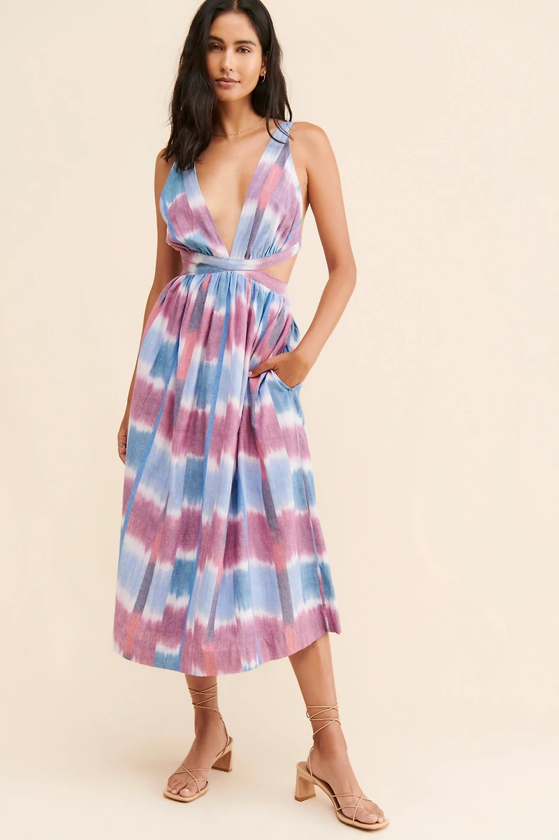 Deep-V Midi Dress