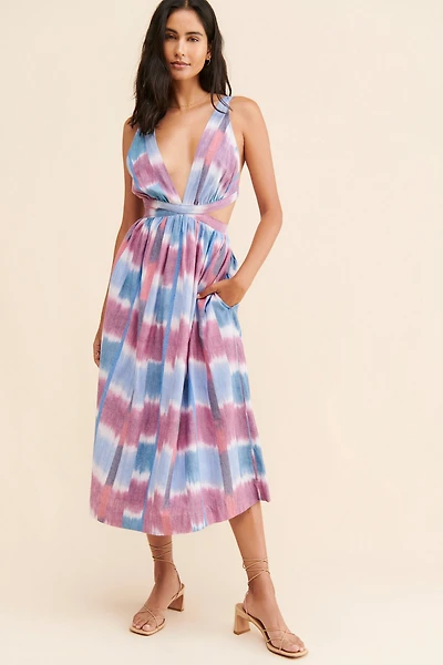 Deep-V Midi Dress
