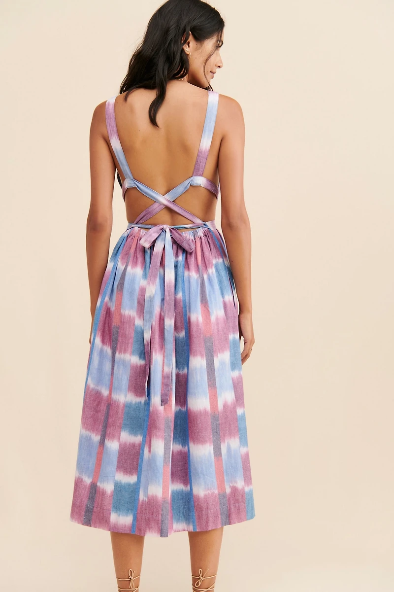 Deep-V Midi Dress