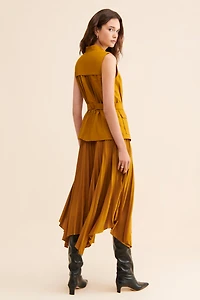 Pleated Sleeveless Midi Dress