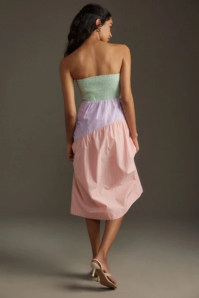 Maeve Colorblock Strapless Midi Dress