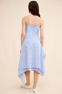 Du Paradis Mixed Stripe Midi Dress