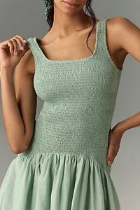 Hutch Sleeveless Smocked Drop-Waist Midi Dress