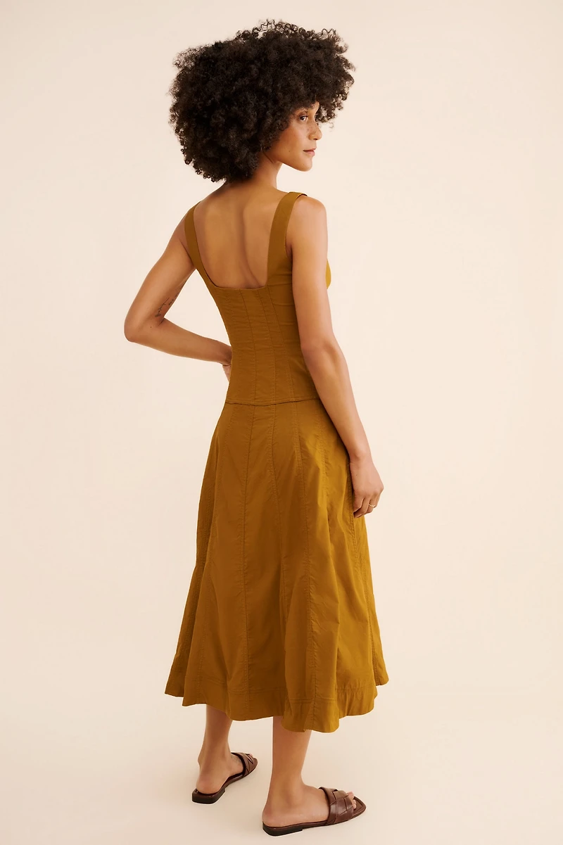 Sleeveless Zip-Front Belted Midi Dress