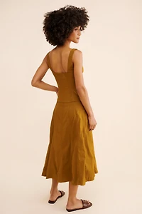 Sleeveless Zip-Front Belted Midi Dress