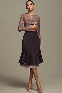 Organza Bubble Slip Midi Skirt