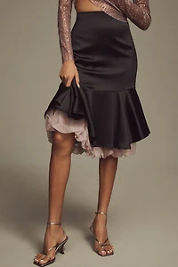 Organza Bubble Slip Midi Skirt