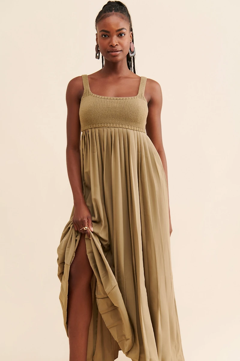 Mare Pleated Maxi Twofer Dress