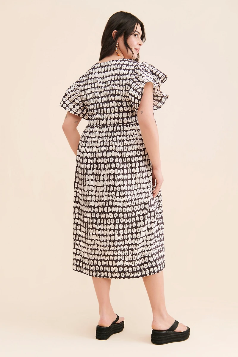 Maeve Printed Flutter-Sleeve Babydoll Dress