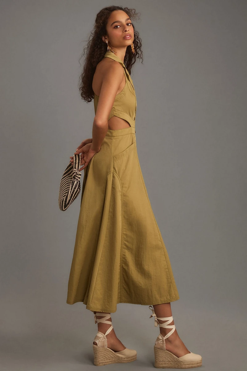 Pilcro Halter Plunge Midi Dress