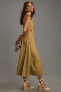 Pilcro Halter Plunge Midi Dress