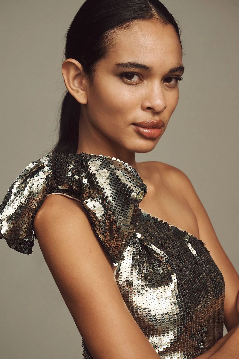 Maeve Sequin One-Shoulder Mini Dress